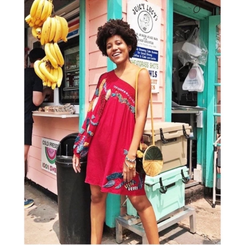 FARM Rio Vibrant Red Dress with Embroidery